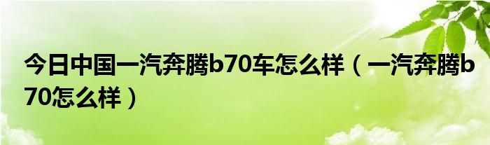 今日中国一汽奔腾b70车怎么样（一汽奔腾b70怎么样）