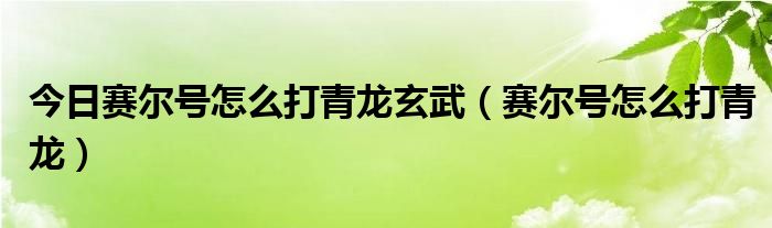 今日赛尔号怎么打青龙玄武（赛尔号怎么打青龙）