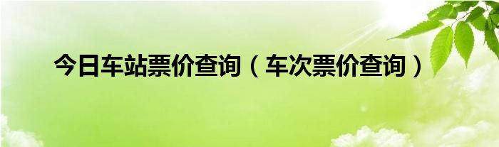 今日车站票价查询（车次票价查询）