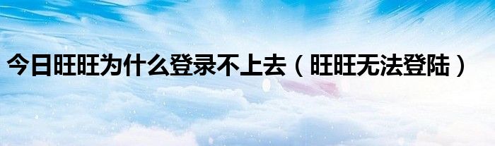 今日旺旺为什么登录不上去（旺旺无法登陆）