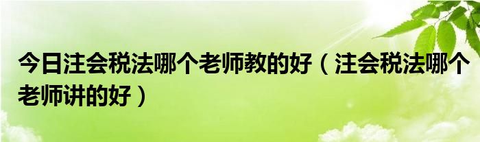 今日注会税法哪个老师教的好（注会税法哪个老师讲的好）