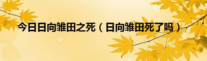 今日日向雏田之死（日向雏田死了吗）