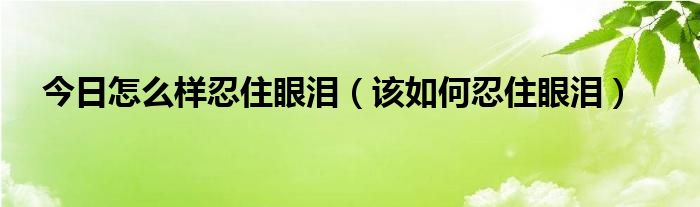 今日怎么样忍住眼泪（该如何忍住眼泪）