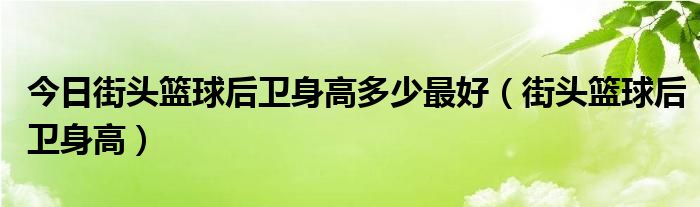 今日街头篮球后卫身高多少最好（街头篮球后卫身高）