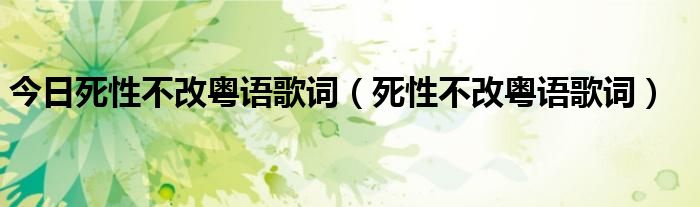 今日死性不改粤语歌词（死性不改粤语歌词）