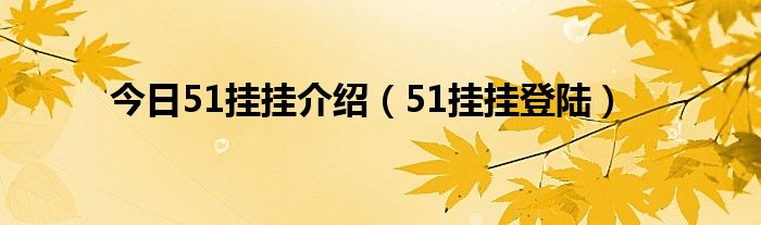 今日51挂挂介绍（51挂挂登陆）