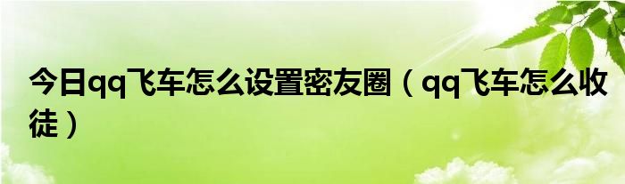 今日qq飞车怎么设置密友圈（qq飞车怎么收徒）