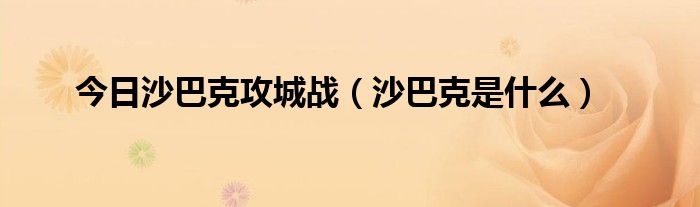 今日沙巴克攻城战（沙巴克是什么）