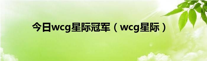 今日wcg星际冠军（wcg星际）