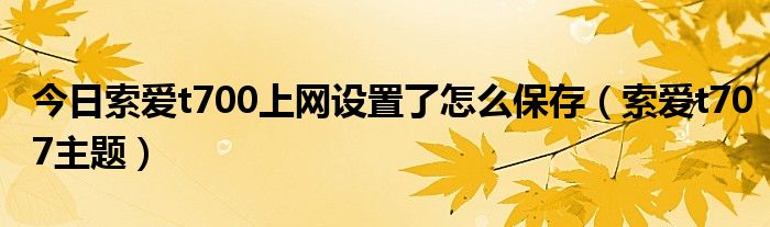 今日索爱t700上网设置了怎么保存（索爱t707主题）