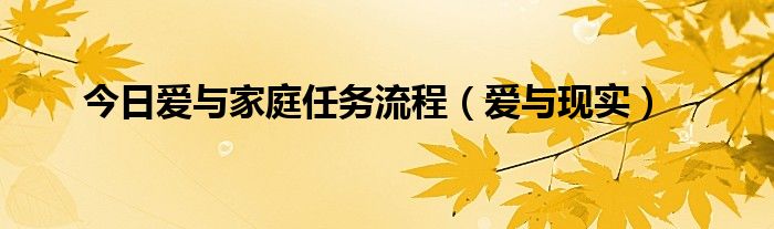 今日爱与家庭任务流程（爱与现实）