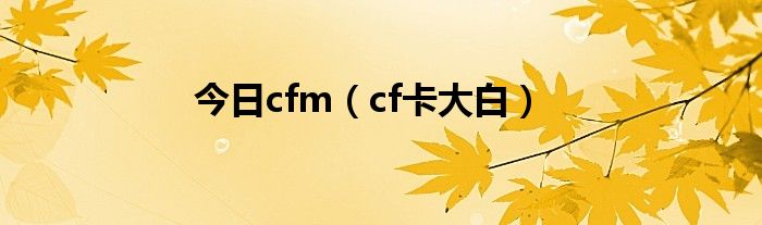 今日cfm（cf卡大白）