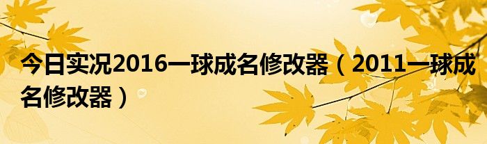 今日实况2016一球成名修改器（2011一球成名修改器）