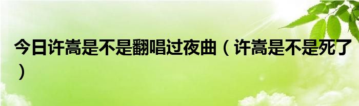 今日许嵩是不是翻唱过夜曲（许嵩是不是死了）