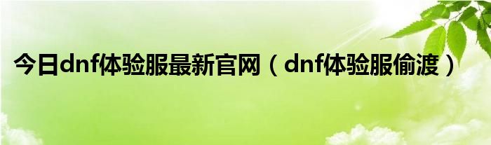 今日dnf体验服最新官网（dnf体验服偷渡）