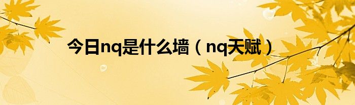 今日nq是什么墙（nq天赋）