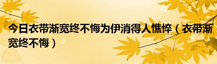 今日衣带渐宽终不悔为伊消得人憔悴（衣带渐宽终不悔）