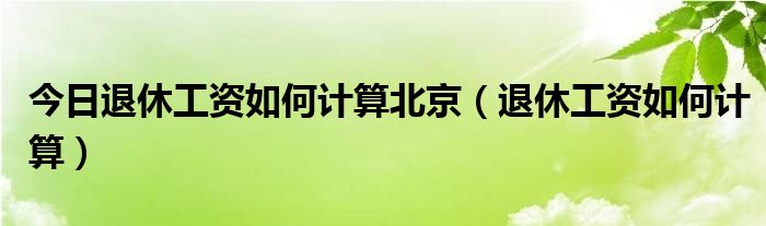 今日退休工资如何计算北京（退休工资如何计算）