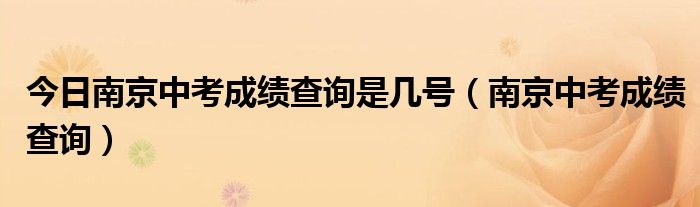 今日南京中考成绩查询是几号（南京中考成绩查询）