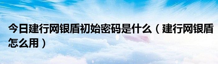 今日建行网银盾初始密码是什么（建行网银盾怎么用）