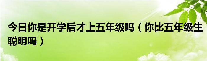 今日你是开学后才上五年级吗（你比五年级生聪明吗）