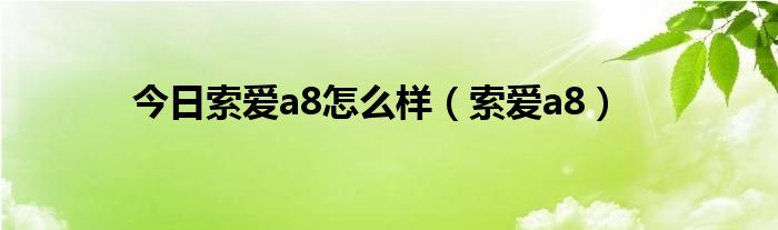 今日索爱a8怎么样（索爱a8）