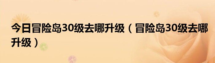 今日冒险岛30级去哪升级（冒险岛30级去哪升级）