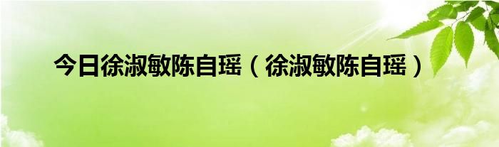 今日徐淑敏陈自瑶（徐淑敏陈自瑶）