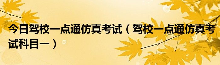 今日驾校一点通仿真考试（驾校一点通仿真考试科目一）