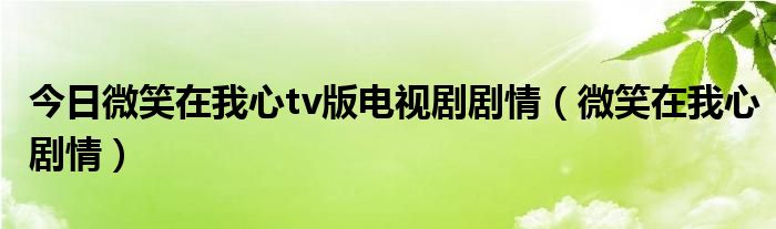 今日微笑在我心tv版电视剧剧情（微笑在我心剧情）