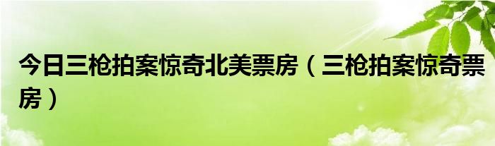 今日三枪拍案惊奇北美票房（三枪拍案惊奇票房）