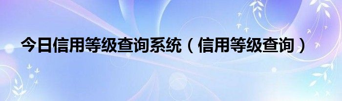 今日信用等级查询系统（信用等级查询）