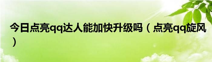 今日点亮qq达人能加快升级吗（点亮qq旋风）