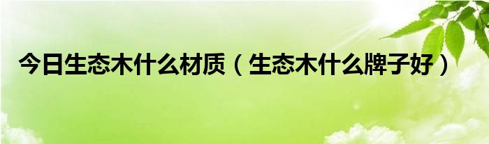 今日生态木什么材质（生态木什么牌子好）