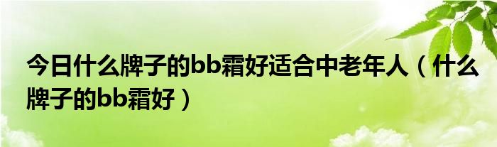 今日什么牌子的bb霜好适合中老年人（什么牌子的bb霜好）