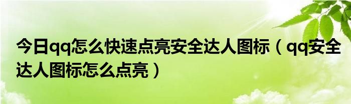 今日qq怎么快速点亮安全达人图标（qq安全达人图标怎么点亮）