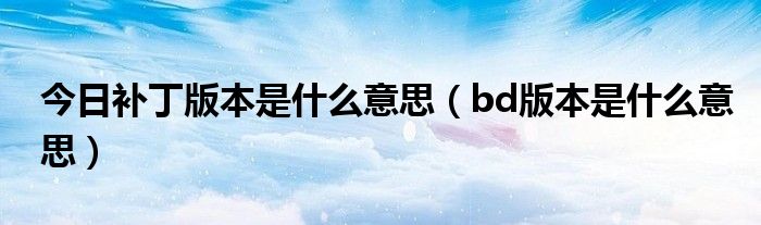 今日补丁版本是什么意思（bd版本是什么意思）