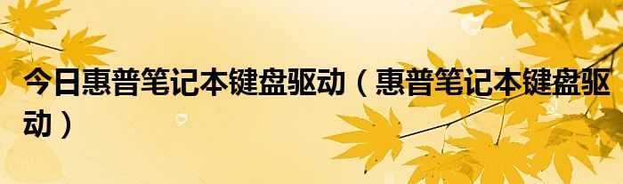 今日惠普笔记本键盘驱动（惠普笔记本键盘驱动）