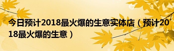 今日预计2018最火爆的生意实体店（预计2018最火爆的生意）