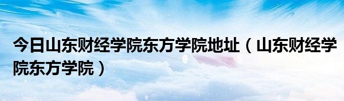 今日山东财经学院东方学院地址（山东财经学院东方学院）