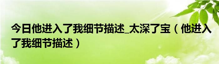 今日他进入了我细节描述_太深了宝（他进入了我细节描述）