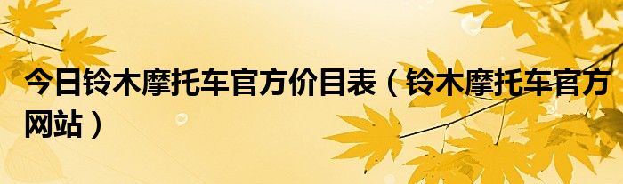 今日铃木摩托车官方价目表（铃木摩托车官方网站）