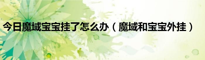 今日魔域宝宝挂了怎么办（魔域和宝宝外挂）