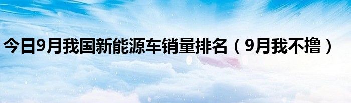 今日9月我国新能源车销量排名（9月我不撸）