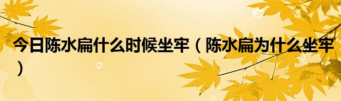 今日陈水扁什么时候坐牢（陈水扁为什么坐牢）