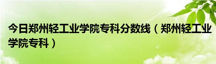 今日郑州轻工业学院专科分数线（郑州轻工业学院专科）