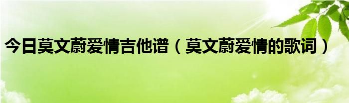 今日莫文蔚爱情吉他谱（莫文蔚爱情的歌词）