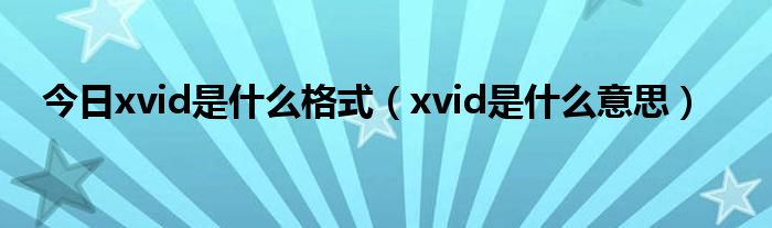 今日xvid是什么格式（xvid是什么意思）