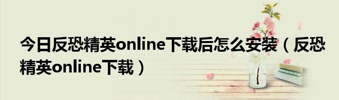 今日反恐精英online下载后怎么安装（反恐精英online下载）