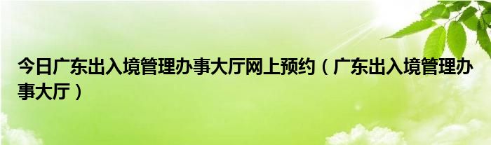 今日广东出入境管理办事大厅网上预约（广东出入境管理办事大厅）